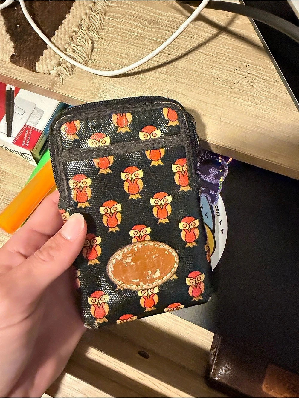 Fossil Owl Print Zip Coin Pouch Wallet
